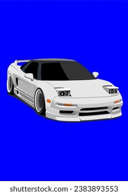 White Classic Super Car Modification Vector Art