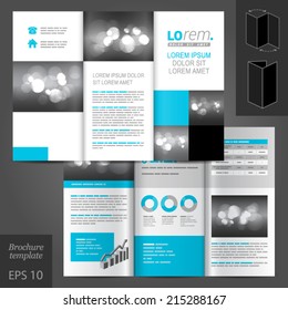 White classic vector brochure template design with blue and gray geometric elements