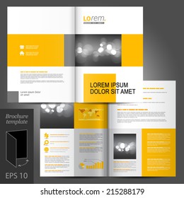 White Classic Vector Brochure Template Design With Yellow Geometric Elements