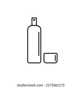 Сosmetic white clean bottle line icon vector on white background. Cosmetic package for cream, soups, foams, shampoo. Symbol for website . Sing pictogram for menu in liner thin design.
