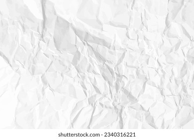 White clean crumpled paper background. Horizontal crumpled empty paper template for posters and banners. Vector illustration - Shutterstock ID 2340316221