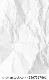 White clean crumpled paper background. Vertical crumpled empty paper template for posters and banners. Vector illustration