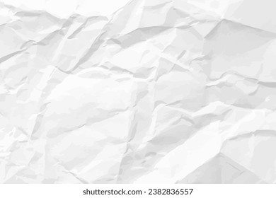 White clean crumpled paper background. Horizontal crumpled empty paper template for posters and banners. Vector illustration