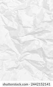 White clean crumpled paper background. Vertical crumpled empty paper template for posters and banners. Vector illustration