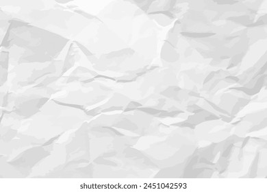 White clean crumpled paper background. Horizontal crumpled empty paper template for posters and banners. Vector illustration