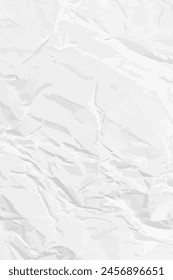 White clean crumpled paper background. Vertical crumpled empty paper template for posters and banners. Vector illustration