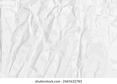 White clean crumpled paper background. Horizontal crumpled empty paper template for posters and banners. Vector illustration