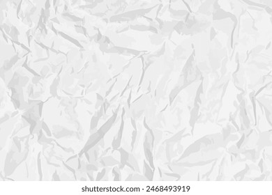White clean crumpled paper background. Horizontal crumpled empty paper template for posters and banners. Vector illustration
