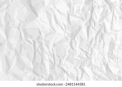 Weißer sauberer zerknitterter Papierhintergrund. Horizontale zerknüllte leere Vorlage für Poster und Banner. Vektorillustration