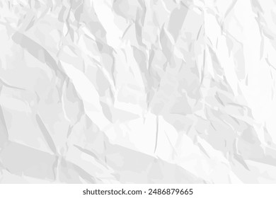 Weißer sauberer zerknitterter Papierhintergrund. Horizontale zerknüllte leere Vorlage für Poster und Banner. Vektorillustration