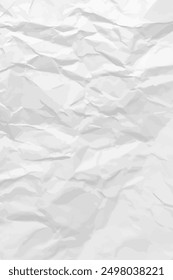 White clean crumpled paper background. Vertical crumpled empty paper template for posters and banners. Vector illustration
