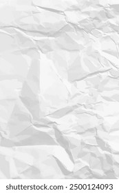 White clean crumpled paper background. Vertical crumpled empty paper template for posters and banners. Vector illustration