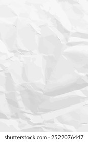 White clean crumpled paper background. Vertical crumpled empty paper template for posters and banners. Vector illustration