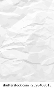 White clean crumpled paper background. Vertical crumpled empty paper template for posters and banners. Vector illustration