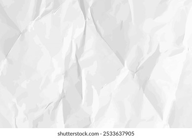 Fondo de papel arrugado limpio blanco. Horizontal Plantilla de papel arrugada para carteles y Anuncios. Ilustración vectorial