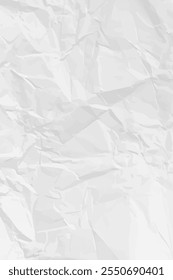 White clean crumpled paper background. Vertical crumpled empty paper template for posters and banners. Vector illustration