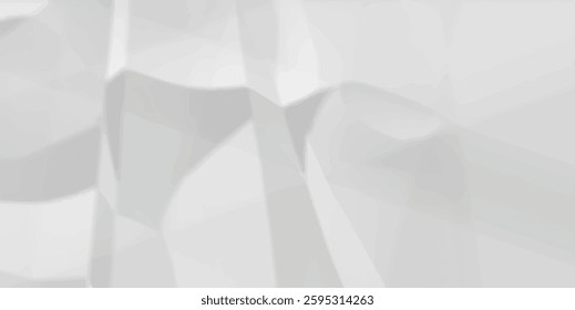 White clean crumpled paper background. Horizontal crumpled empty paper template for posters and banners. Vector illustration
