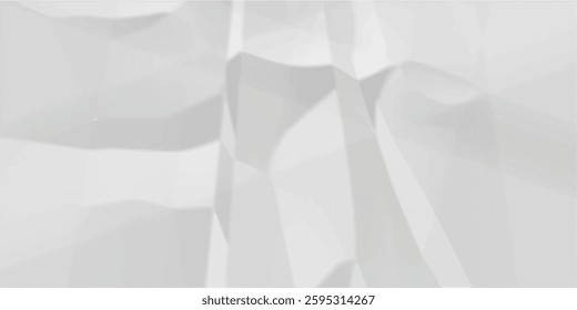White clean crumpled paper background. Horizontal crumpled empty paper template for posters and banners. Vector illustration
