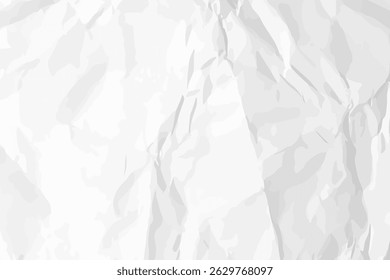 Fundo de papel branco limpo amassado. Modelo de papel vazio amassado na horizontal para cartazes e banners. Ilustração vetorial