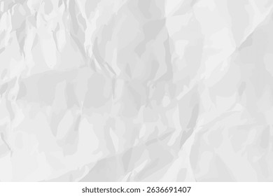 White clean crumpled paper background. Horizontal crumpled empty paper template for posters and banners. Vector illustration