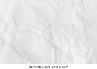 White clean crumpled paper background. Horizontal crumpled empty paper template for posters and banners. Vector illustration