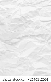 White clean crumpled paper background. Vertical crumpled empty paper template for posters and banners. Vector illustration