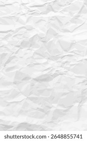 White clean crumpled paper background. Vertical crumpled empty paper template for posters and banners. Vector illustration