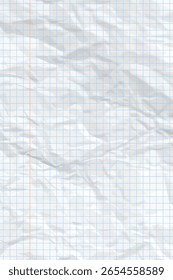 Fondo de papel arrugado limpio blanco. Vertical arrugada a cuadros Plantilla de papel vacía para carteles y Anuncios. Ilustración vectorial
