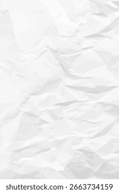 Fundo de papel branco limpo amassado. Modelo de papel vazio amassado verticalmente para cartazes e banners. Ilustração vetorial