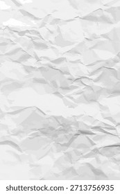 Fundo de papel branco limpo amassado. Modelo de papel vazio amassado verticalmente para cartazes e banners. Ilustração vetorial