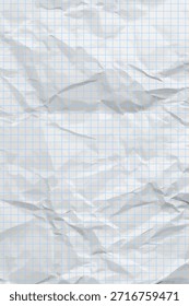 Fondo de papel arrugado limpio blanco. Vertical arrugada a cuadros Plantilla de papel vacía para carteles y Anuncios. Ilustración vectorial