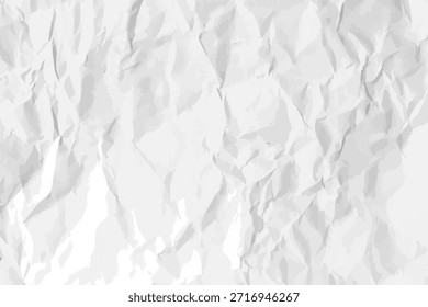 Fondo de papel arrugado limpio blanco. Horizontal Plantilla de papel arrugada para carteles y Anuncios. Ilustración vectorial