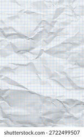 Fondo de papel arrugado limpio blanco. Vertical arrugada a cuadros Plantilla de papel vacía para carteles y Anuncios. Ilustración vectorial
