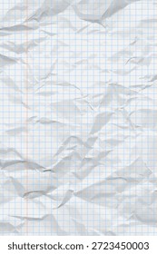 Fondo de papel arrugado limpio blanco. Vertical arrugada a cuadros Plantilla de papel vacía para carteles y Anuncios. Ilustración vectorial
