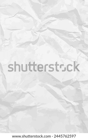 White clean crumpled paper background. Vertical crumpled empty paper template for posters and banners. Vector illustration