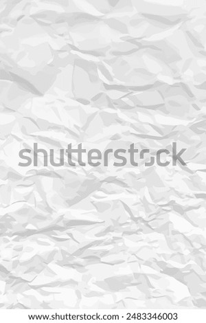 White clean crumpled paper background. Vertical crumpled empty paper template for posters and banners. Vector illustration