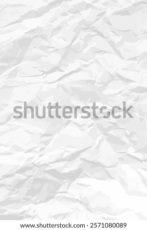 White clean crumpled paper background. Vertical crumpled empty paper template for posters and banners. Vector illustration