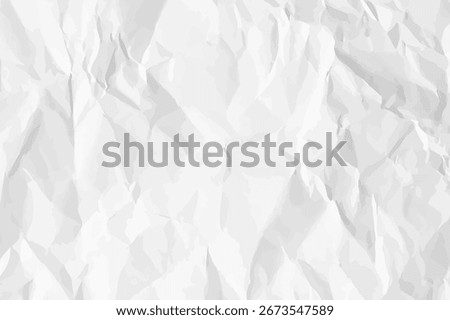 White clean crumpled paper background. Horizontal crumpled empty paper template for posters and banners. Vector illustration