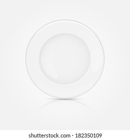 White clean plate on a white background