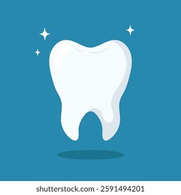 White clean tooth isolated on blue background