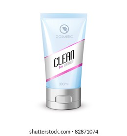 White Clean Tube Of Cream With Label