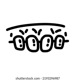 white and clean upper teeth lineart vector illustration icon design with doodle hand drawn style