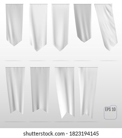 White clean vertical waving template flags.