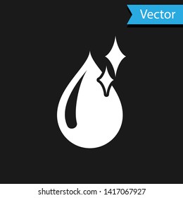 White Clean water drop icon isolated on black background.  Vector Illustration