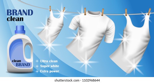 White cleaner brand concept banner. Realistic illustration of white cleaner brand vector concept banner for web design