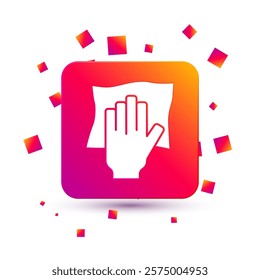 White Cleaning service icon isolated on white background. Latex hand protection sign. Housework cleaning equipment symbol. Square color button. Vector