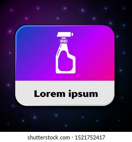 White Cleaning spray bottle with detergent liquid icon isolated on black background. Rectangle color button. Vector Illustration