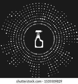 White Cleaning spray bottle with detergent liquid icon isolated on grey background. Abstract circle random dots. Vector Illustration