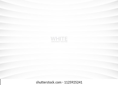 White Clear Blank Subtle Abstract Vector Geometrical Background. Monotone Light Empty Concave Surface. Minimalist Style Wallpaper. Futuristic 3D Illustration