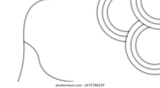 White Clear Blank Subtle Abstract Vector Geometrical Background. Monotone Light Empty Concave Surface. Minimalist Style Wallpaper. Futuristic 3D Illustration